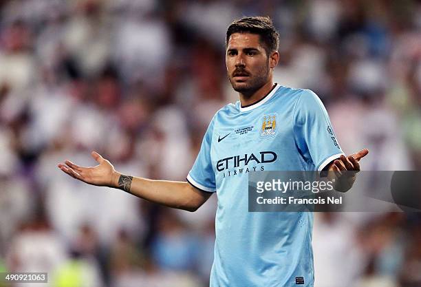 Javi Garcia reacts during the friendly match between Al Ain and Manchester City at Hazza bin Zayed Stadium on May 15, 2014 in Al Ain, United Arab...