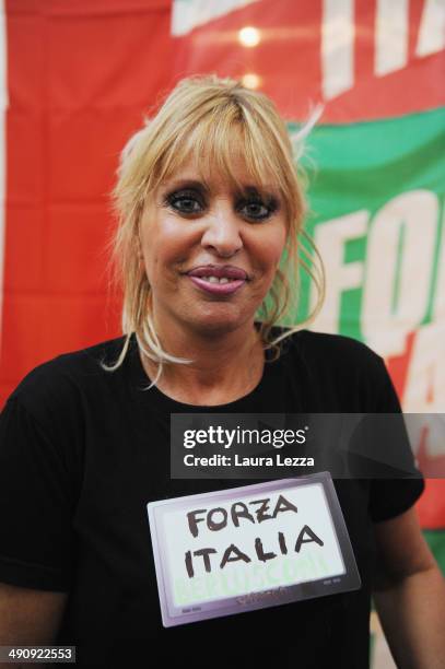 Italian Senator Alessandra Mussolini holds a rally ahead of Election Campaign on May 15, 2014 in Livorno, Italy. Alessandra Mussolini is the...