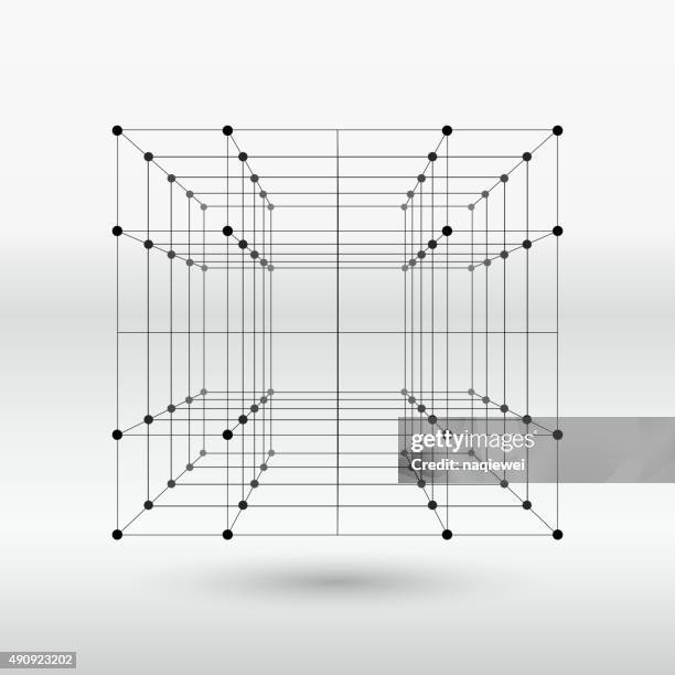 stockillustraties, clipart, cartoons en iconen met line structure cube - constructiegeraamte