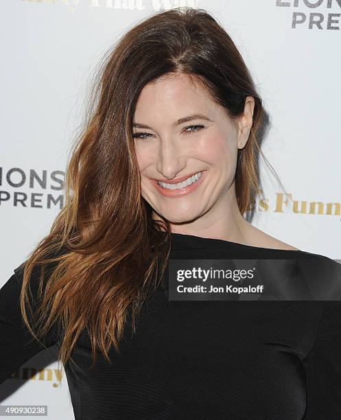 Actress Kathryn Hahn arrives at the Los Angeles Premiere "She's Funny That Way" at Harmony Gold on August 19, 2015 in Los Angeles, California.