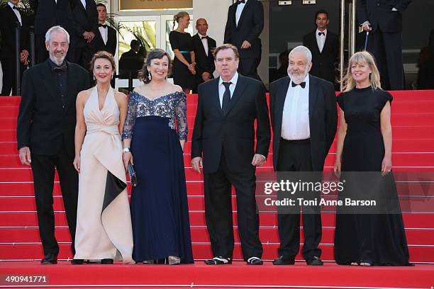 Director of Photography Dick Pope, actors Dorothy Atkinson, Marion Bailey, Timothy Spall, director Mike Leigh, producer Georgina Lowe attend the "Mr...