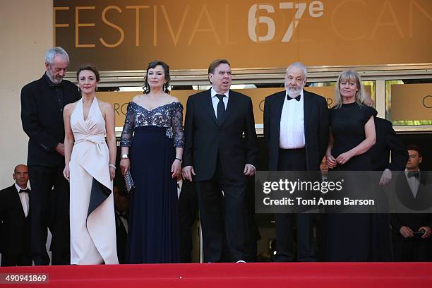 Director of Photography Dick Pope, actors Dorothy Atkinson, Marion Bailey, Timothy Spall, director Mike Leigh, producer Georgina Lowe attend the "Mr...