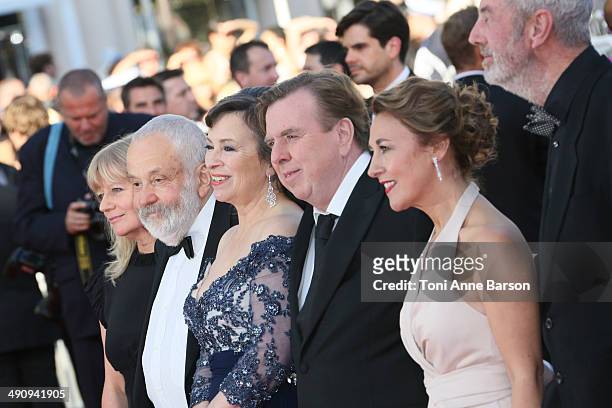 Dorothy Atkinson, Timothy Spall, Marion Bailey and Mike Leigh attend the "Mr Turner" Premiere at the 67th Annual Cannes Film Festival on May 15, 2014...