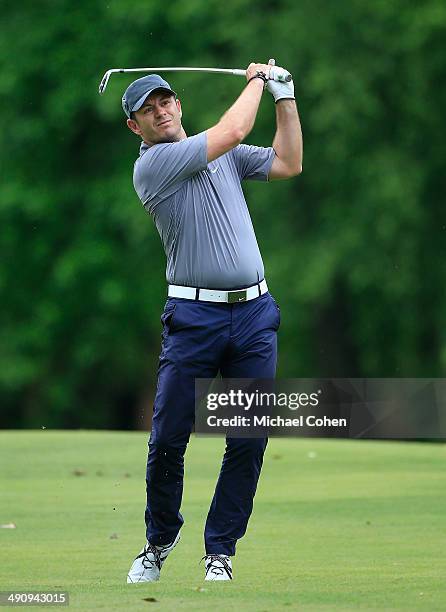 Celebrity golfer Greg Ellis hits a shot from the fairway during the first round of the BMW Charity Pro-Am Presented by SYNNEX Corporation held at the...