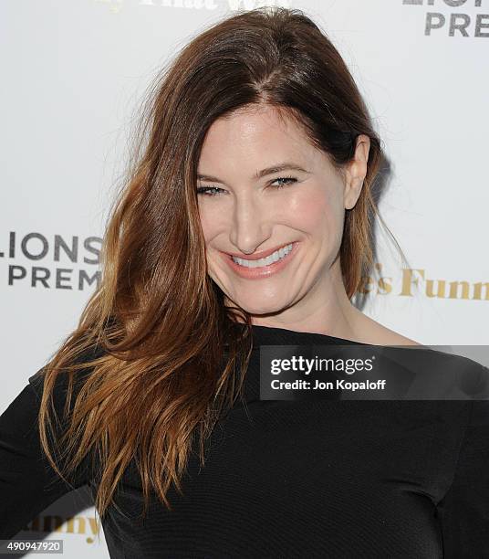 Actress Kathryn Hahn arrives at the Los Angeles Premiere "She's Funny That Way" at Harmony Gold on August 19, 2015 in Los Angeles, California.