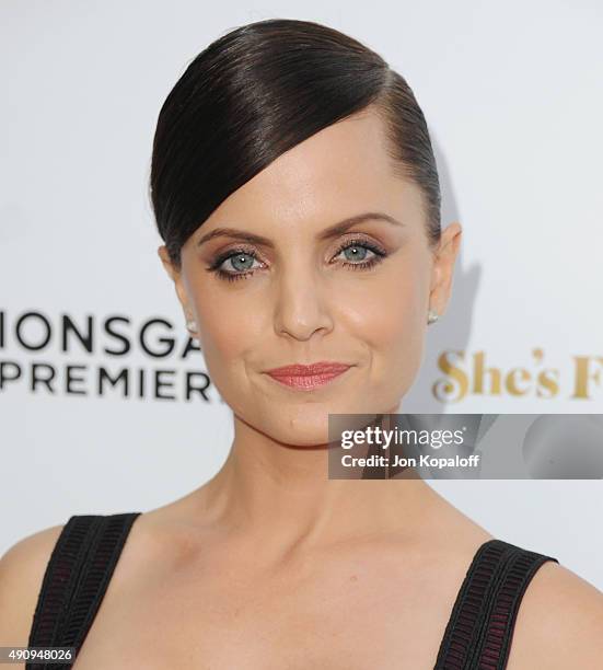 Actress Mena Suvari arrives at the Los Angeles Premiere "She's Funny That Way" at Harmony Gold on August 19, 2015 in Los Angeles, California.