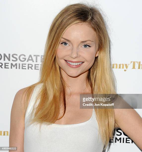 Actress Izabella Miko arrives at the Los Angeles Premiere "She's Funny That Way" at Harmony Gold on August 19, 2015 in Los Angeles, California.