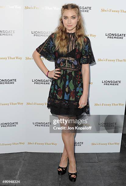 Actress Imogen Poots arrives at the Los Angeles Premiere "She's Funny That Way" at Harmony Gold on August 19, 2015 in Los Angeles, California.