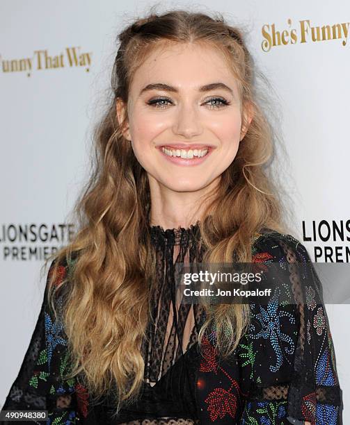 Actress Imogen Poots arrives at the Los Angeles Premiere "She's Funny That Way" at Harmony Gold on August 19, 2015 in Los Angeles, California.