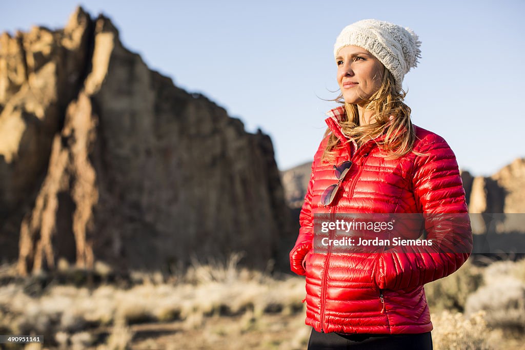 Attractive female on a hike.