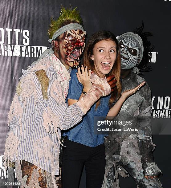 Actress G. Hannelius attends the Knott's Scary Farm black carpet at Knott's Berry Farm on October 1, 2015 in Buena Park, California.