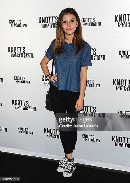 Actress G. Hannelius attends the Knott's Scary Farm black carpet at Knott's Berry Farm on October 1, 2015 in Buena Park, California.