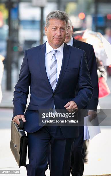 Neil Fox arrives to face sexual assault charges at The City of Westminster Magistrates Court on October 2, 2015 in London, England.