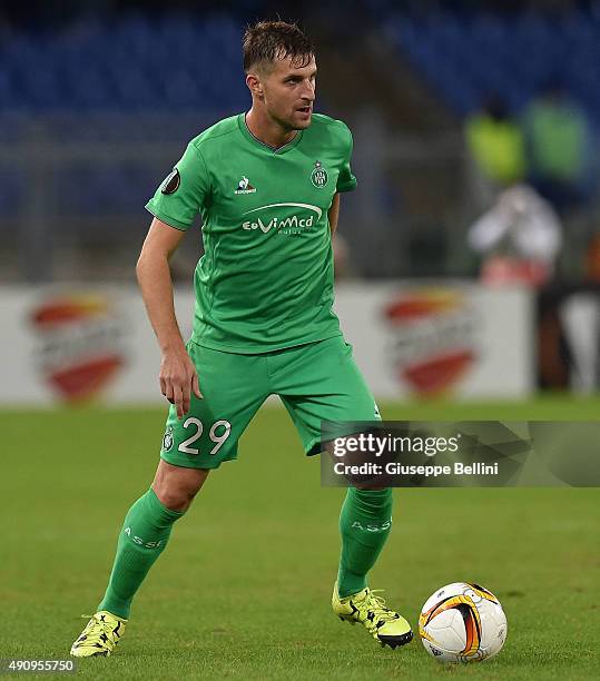 Francois Clerc of AS Sait-Etienne in action during the UEFA Europa League match between SS Lazio and AS Saint-Etienne at Olimpico Stadium on October...