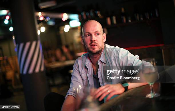 James Watt, chief executive officer of Brewdog Plc, speaks during an interview at the company's bar in Shoreditch, London, U.K., on Tuesday, Sept. 1,...