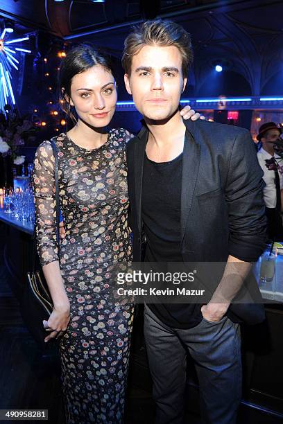 Phoebe Tonkin and Paul Wesley attend The CW Network's 2014 Upfront party at Paramount Hotel on May 15, 2014 in New York City.