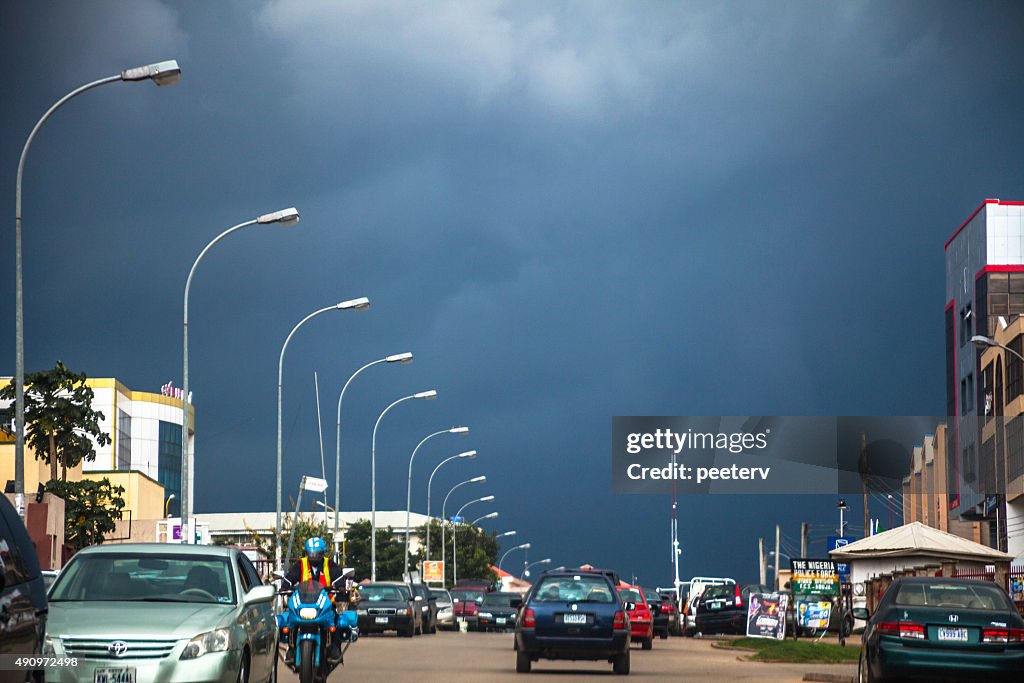 African city traffic. Abuja, Nigeria.