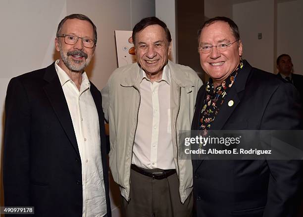 President of Pixar Animation Studios & Disney Animation Studios, Ed Catmull, composer Richard Sherman and CEO of Pixar Animation Studios, Disney...