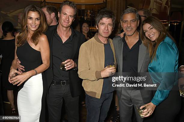 Cindy Crawford, Rande Gerber, Noel Gallagher, George Clooney and Sara MacDonald attend the London launch of Casamigos Tequila and Cindy Crawford's...