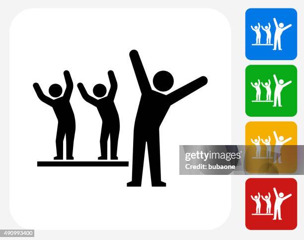 stick figures stretching icon flat graphic design - yoga class stock illustrations