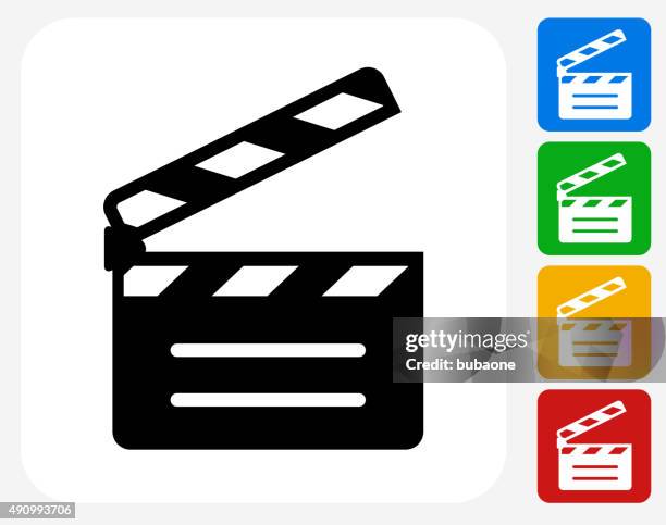 stockillustraties, clipart, cartoons en iconen met movie clapper icon flat graphic design - clapper board