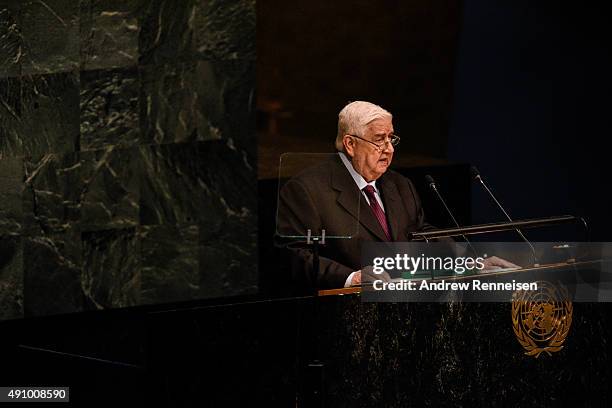 Walid Muallem, Deputy Prime Minister of Syria, addresses the United Nations General Assembly on October 2, 2015 at U.N. Headquarters in New York...