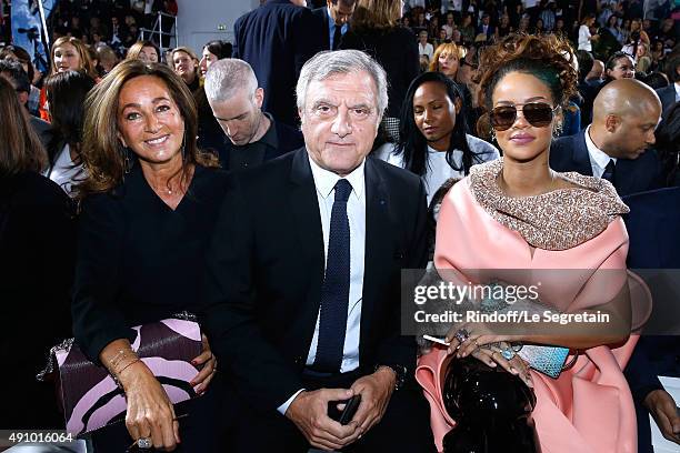 Dior Sidney Toledanositting between his wife Katia Toledano and Singer Rihanna attend the Christian Dior show as part of the Paris Fashion Week...