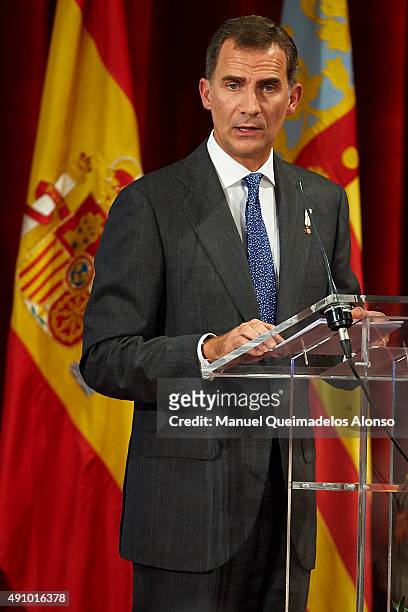 King Felipe VI of Spain attends 'Rey Jaime I Awards' at Lonja de los Mercaderes on October 2, 2015 in Valencia, Spain.