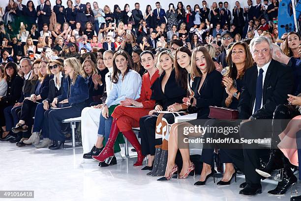 Leelee Sobieski, Chiara Mastroianni, Erin O'Connor, Elizabeth Olsen, Guest, Emilia Clarke and CEO Dior Sidney Toledano with his wife Katia Toledano...