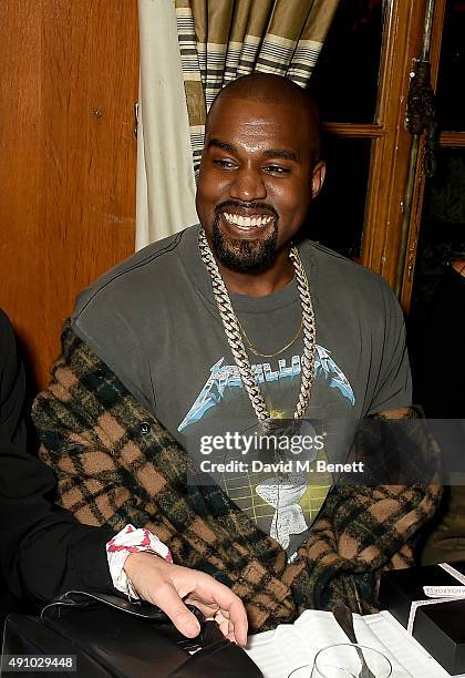 Kanye West attends the Roksanda Ten Year Anniversary Dinner at Caviar Kaspia on October 2, 2015 in Paris, France.