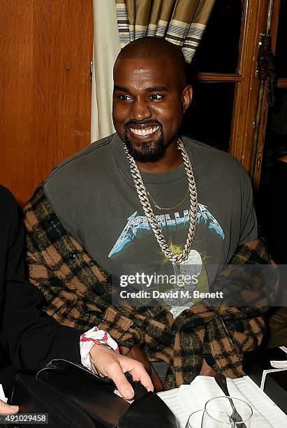 Kanye West attends the Roksanda Ten Year Anniversary Dinner at Caviar Kaspia on October 2, 2015 in Paris, France.