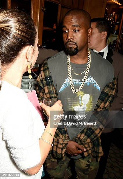Kanye West attends the Roksanda Ten Year Anniversary Dinner at Caviar Kaspia on October 2, 2015 in Paris, France.