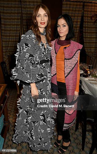 Roksanda Ilincic and Leigh Lezark attend the Roksanda Ten Year Anniversary Dinner at Caviar Kaspia on October 2, 2015 in Paris, France.