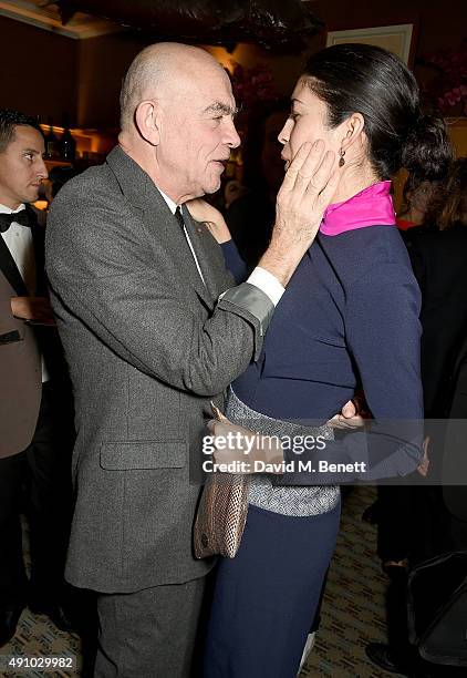 Christian Lacroix and Caroline Issa attend the Roksanda Ten Year Anniversary Dinner at Caviar Kaspia on October 2, 2015 in Paris, France.