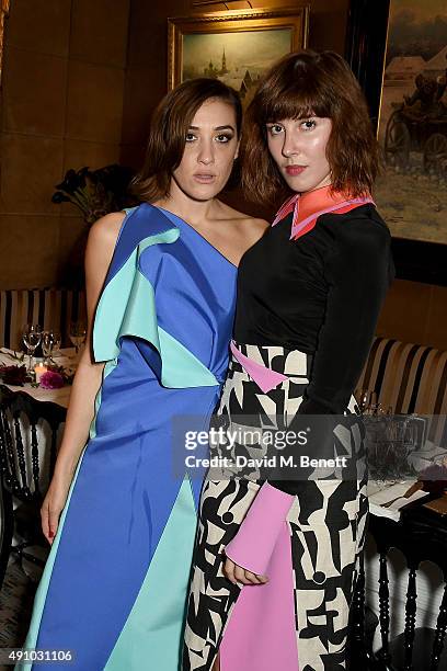 Mia Moretti and Paula Goldstein attend the Roksanda Ten Year Anniversary Dinner at Caviar Kaspia on October 2, 2015 in Paris, France.