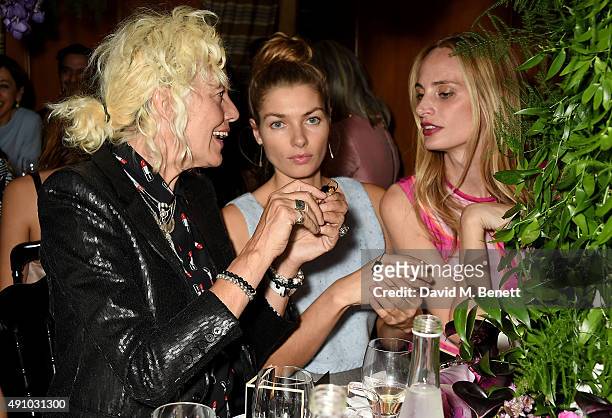 Ellen von Unwerth, Jessica Hart and Lauren Santo Domingo attends the Roksanda Ten Year Anniversary Dinner at Caviar Kaspia on October 2, 2015 in...