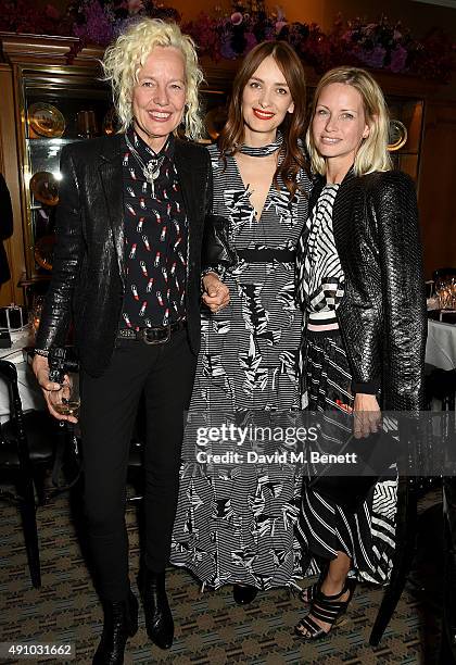 Ellen von Unwerth, Roksanda Ilincic and Holli Rogers attend the Roksanda Ten Year Anniversary Dinner at Caviar Kaspia on October 2, 2015 in Paris,...
