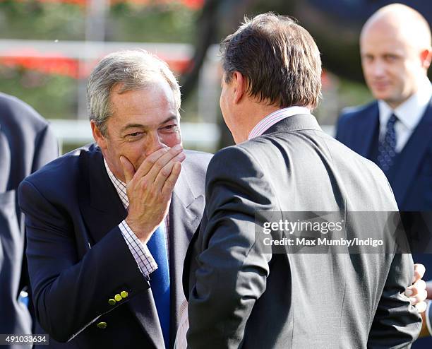 Nigel Farage attends the Autumn Racing & CAMRA Beer Festival meet at Ascot Racecourse on October 2, 2015 in Ascot, England.