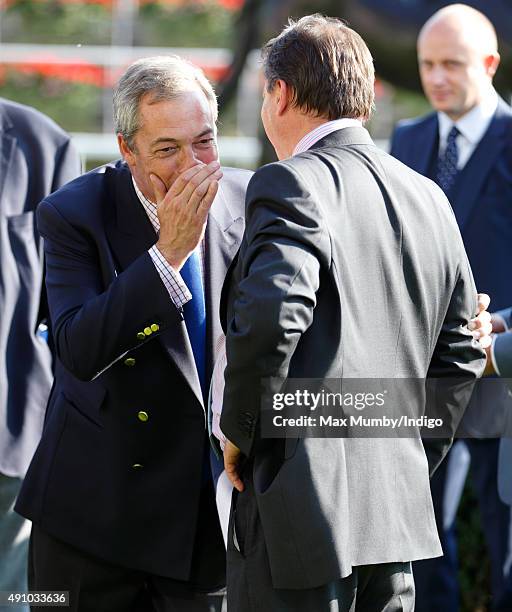 Nigel Farage attends the Autumn Racing & CAMRA Beer Festival meet at Ascot Racecourse on October 2, 2015 in Ascot, England.
