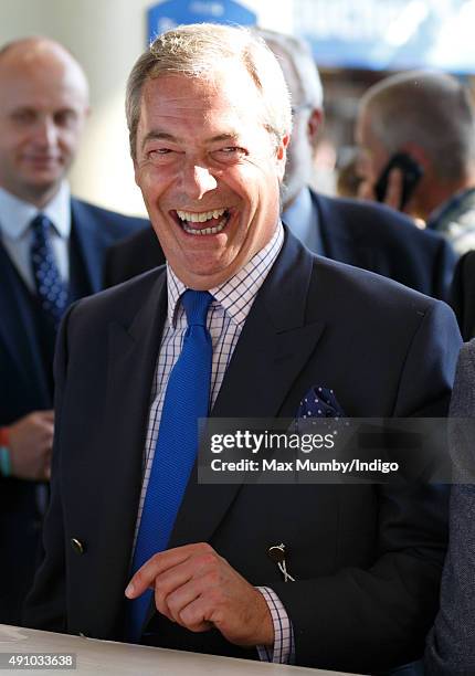 Nigel Farage attends the Autumn Racing & CAMRA Beer Festival meet at Ascot Racecourse on October 2, 2015 in Ascot, England.