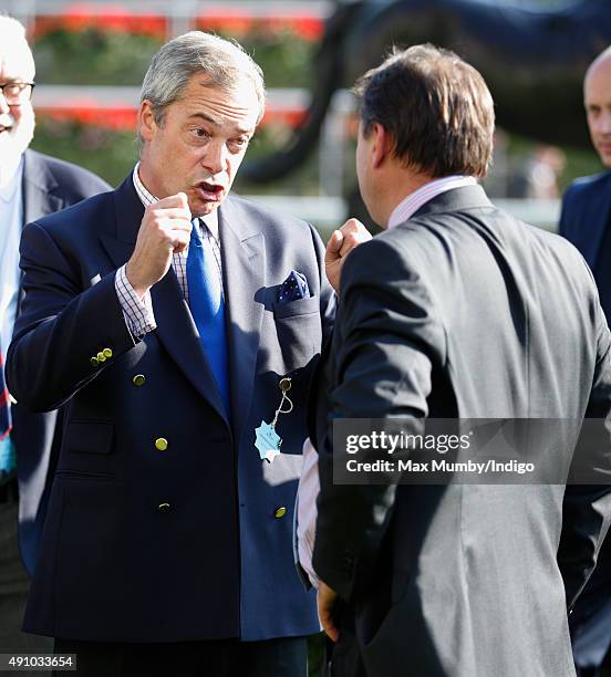 Nigel Farage attends the Autumn Racing & CAMRA Beer Festival meet at Ascot Racecourse on October 2, 2015 in Ascot, England.