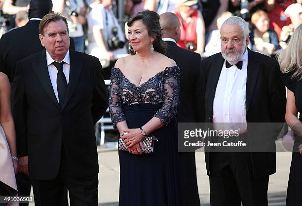 Actors Timothy Spall, Marion Bailey, director Mike Leigh attend the 'Mr Turner' premiere during the 67th Annual Cannes Film Festival on May 15, 2014...