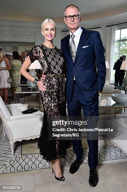 Lady Amanda Cronin and guest attend the wedding party of Gareth Wittstock and Roisin Galvin on September 4, 2015 in Saint-Jean-Cap-Ferrat, France.