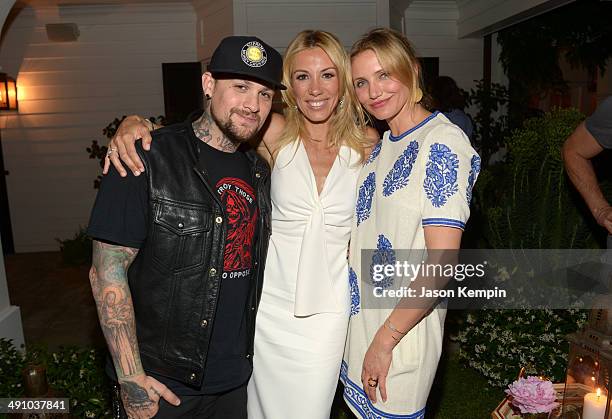 Musician Benji Madden, author Vicky Vlachonis, and actress Cameron Diaz celebrate the launch of The Body Doesn't Lie by Vicky Vlachonis on May 15,...