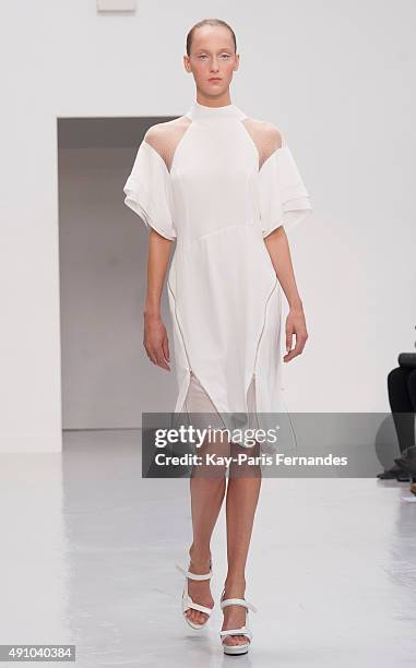 Model walks the runway during the Vassili show as part of the Paris Fashion Week Womenswear Spring/Summer 2016 on October 2, 2015 in Paris, France.