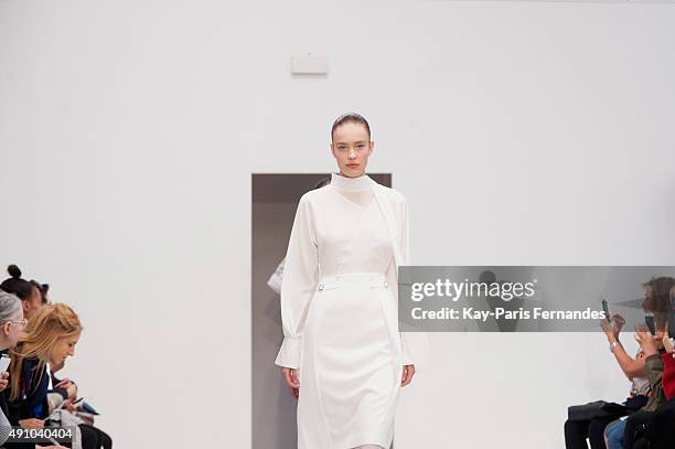 Model walks the runway during the Vassili show as part of the Paris Fashion Week Womenswear Spring/Summer 2016 on October 2, 2015 in Paris, France.