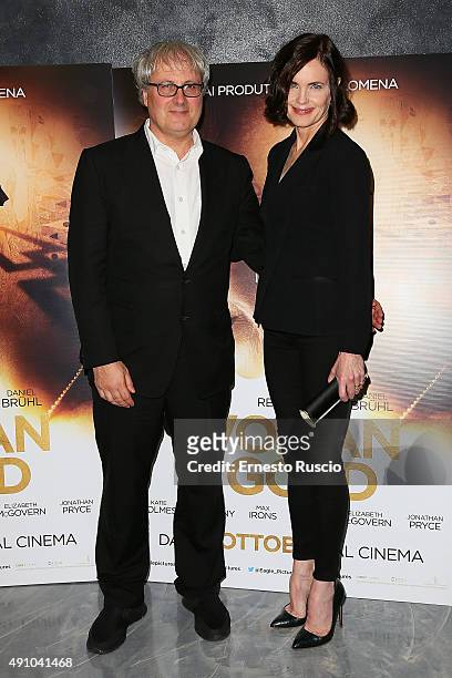 Director Simon Curtis and Elizabeth McGovern attend the 'Woman In Gold' premiere at Sala Giulio Cesare In Rome on October 2, 2015 in Rome, Italy.
