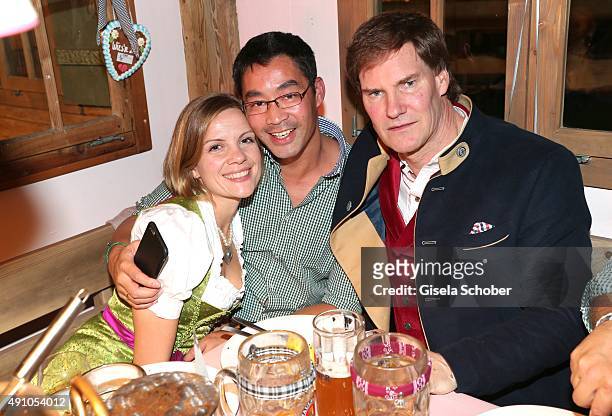 Philipp Roesler and his wife Wiebke Roesler and Carsten Maschmeyer during the Oktoberfest 2015 at Kaeferschaenke at Theresienwiese on Oktober 02,...