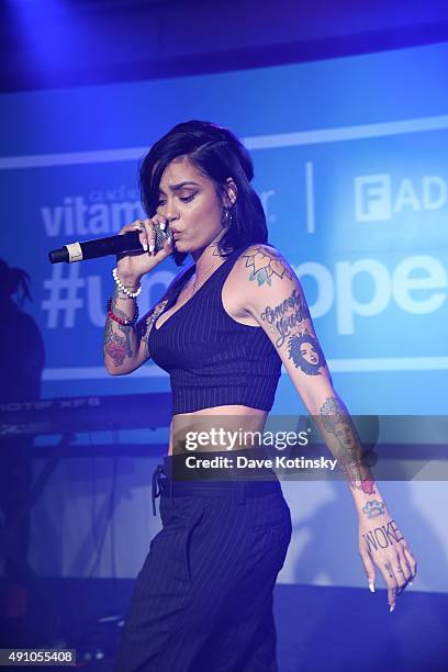 Kehlani performs at vitaminwater and The Fader unite to "HYDRATE THE HUSTLE" for the fifth anniversary of #uncapped concert series on October 2, 2015...