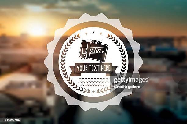 line travel icon on blurred berlin background - berlin cathedral stock illustrations